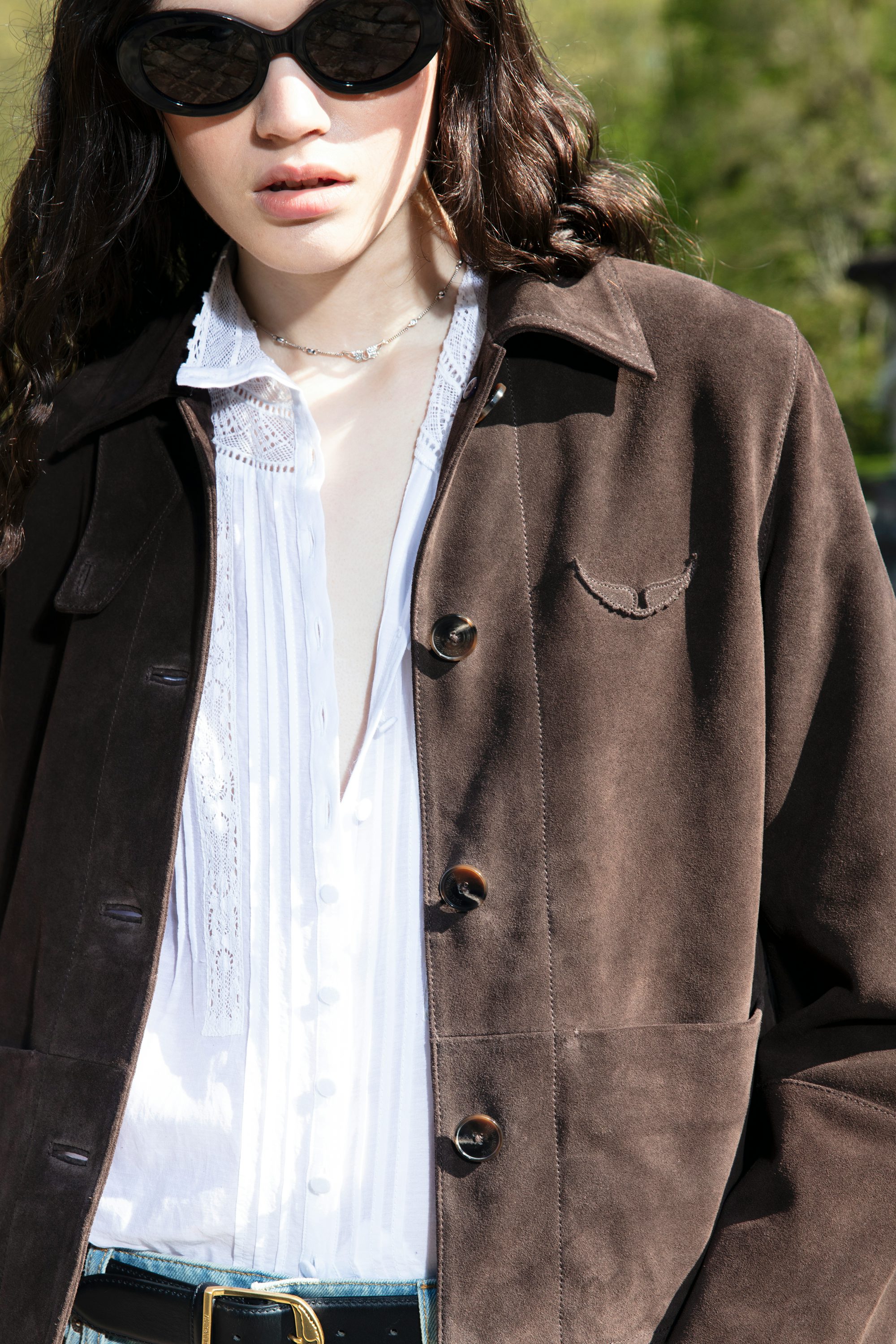 Tano Shirt - Cotton tomboy shirt with lace insert and embroidered wings on the back.